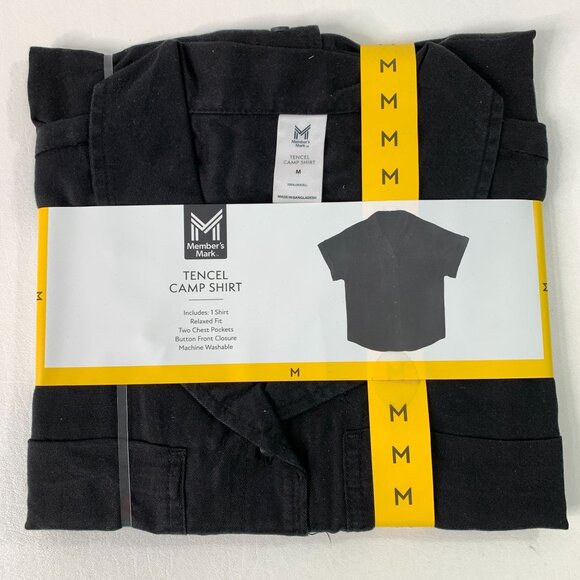 Members Mark Women's M Short Sleeve Tencel Lyocell Camp Shirt Black Size M - Picture 4 of 8